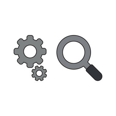 Büyüteçli dişlilerin vektör simgesi kavramı.