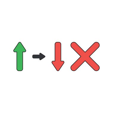 X işareti ile yukarı ve aşağı ok vektör simgesi kavramı.