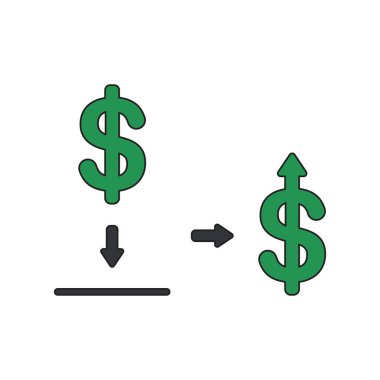 Moneybox delik ve ok mov içinde dolar Vektör simgesi kavramı