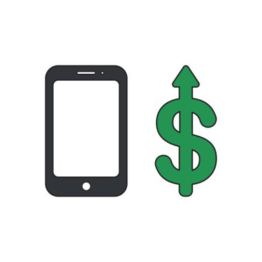 Dolar ok yukarı hareket ile akıllı telefon Vektör simgesi kavramı.
