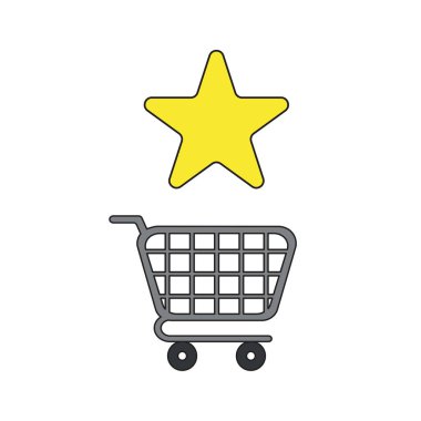 Alışveriş sepeti ile yıldız sembolü vektör simgesi kavramı.