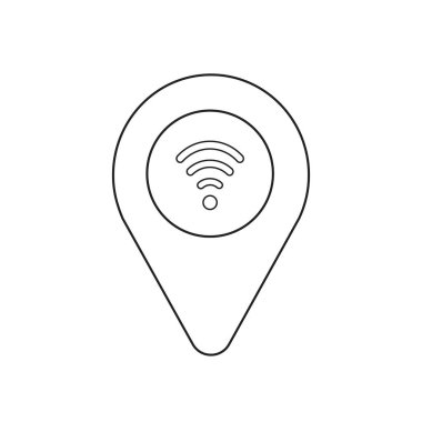 Kablosuz wifi sembolü ile işaretçinin vektör simgesi kavramı.