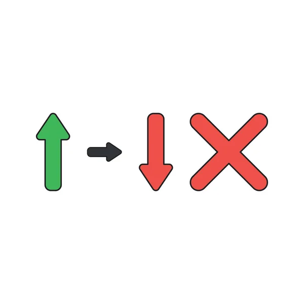 Koncepce vektorové ikoně šipky nahoru a dolů s znakem x. — Stockový vektor
