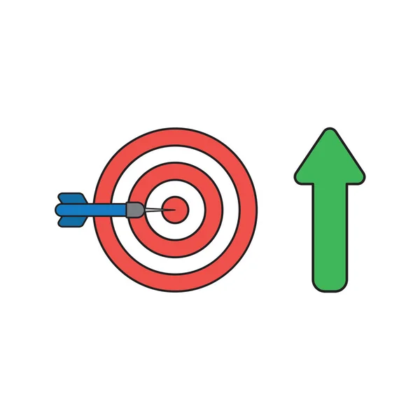 Ikona wektor koncepcji byków oko i dart w centrum z arr — Wektor stockowy