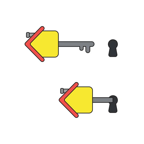 Conceito de ícone vetorial de chave de casa desbloquear fechadura . — Vetor de Stock