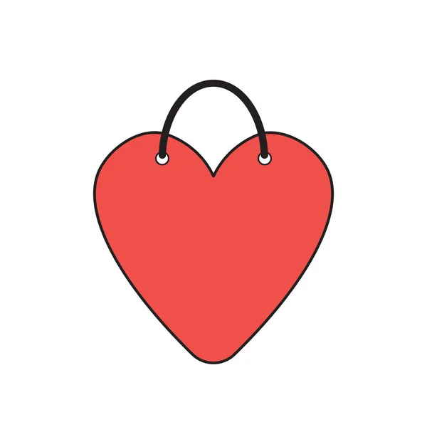 Koncepcja ikona Vector torba na zakupy w kształcie serca. — Wektor stockowy