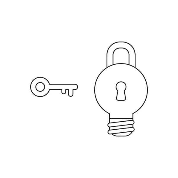 Conceito de ícone vetorial de chave com cadeado de lâmpada . —  Vetores de Stock