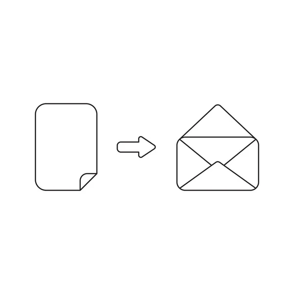 Concepto de icono vectorial de papel dentro sobre de correo abierto . — Vector de stock