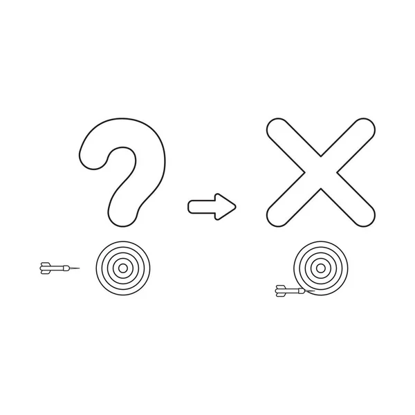 Ikona wektor koncepcja znaku zapytania i znak x z byków oko — Wektor stockowy