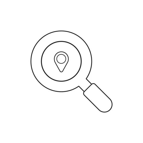 Illustrazione vettoriale icona concetto di lente d'ingrandimento con puntatore mappa . — Vettoriale Stock