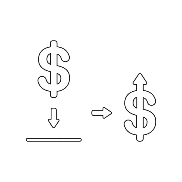 Vector icon concept of dollar inside moneybox hole and arrow mov — Stock Vector