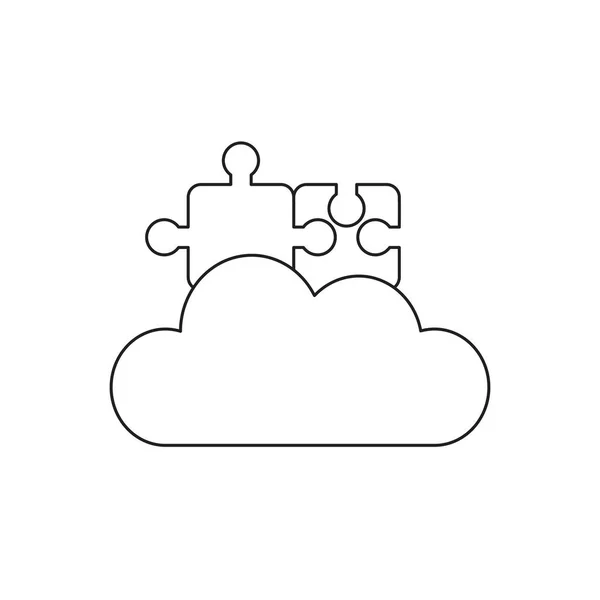 Concepto de icono vectorial de piezas de rompecabezas conectados en la nube . — Vector de stock