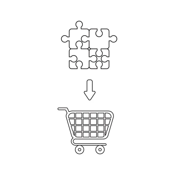 Conceito de ícone vetorial de peças de quebra-cabeça conectadas dentro sho — Vetor de Stock