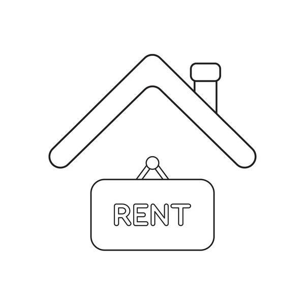 Vector icon concept of rent hanging sign under roof. — Stock Vector
