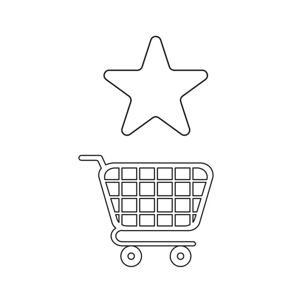 Conceito de ícone vetorial de símbolo estrela com carrinho de compras . — Vetor de Stock