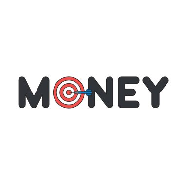 Boğa gözü ve dart ile para kelime Vektör simgesi kavramı.