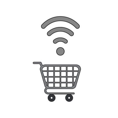 Alışveriş sepeti ile kablosuz sembol vektör simgesi kavramı.