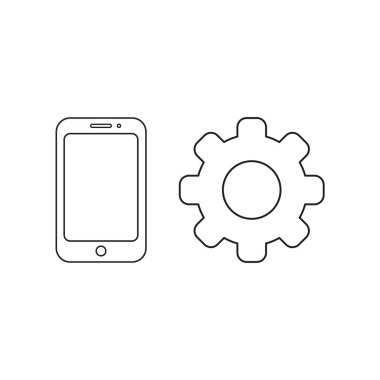 Akıllı telefon ve dişli vektör simgesi kavramı.