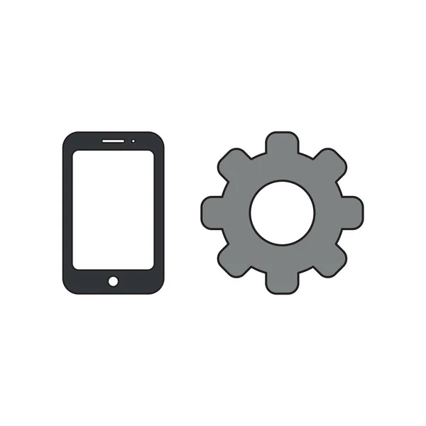 Vector icon concept of smartphone and gear. — Stock Vector
