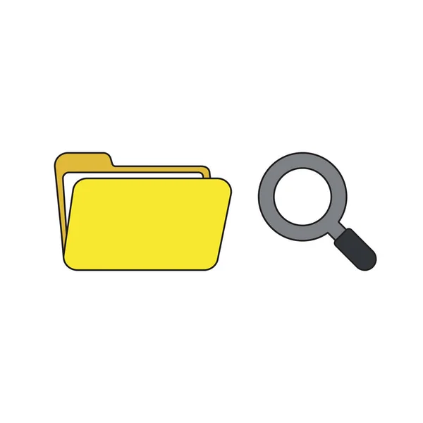 Vector icon concept of opened folder with magnifying glass. — Stock Vector