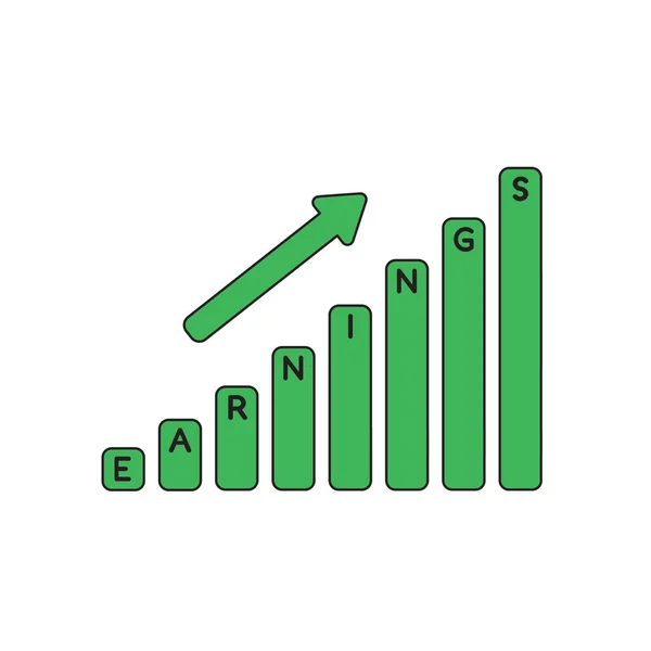 Vector icon concept of earnings sales bar moving up. — Stock Vector