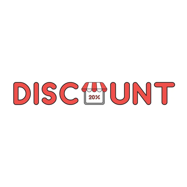 Vektor-Icon-Konzept des Discount-Wortes mit 20 Prozent Innenspeicher — Stockvektor