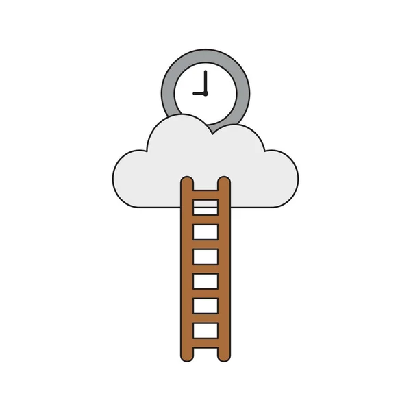 Concepto de icono vectorial del reloj de alcance en la nube con escalera . — Archivo Imágenes Vectoriales