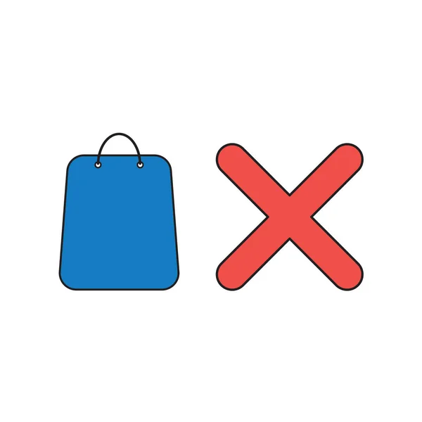 Concepto de icono vectorial de bolsa de compras con marca x . — Vector de stock