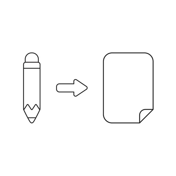 Icono vectorial concepto de lápiz con papel . — Vector de stock