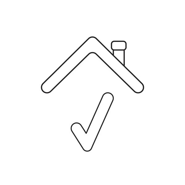 Vector icoon concept van het vinkje onder dak. — Stockvector