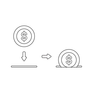 Moneybox delik içinde dolar sikke Vektör simgesi kavramı.