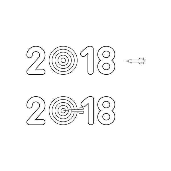 Vector Icon concept van jaar 2018 met stieren oog en DART. — Stockvector