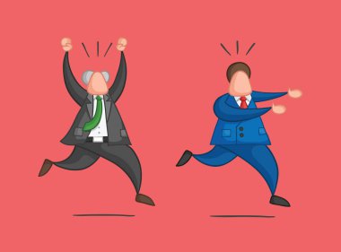 El çizilmiş vektör işadamı işçi öfkeli patron kaçar