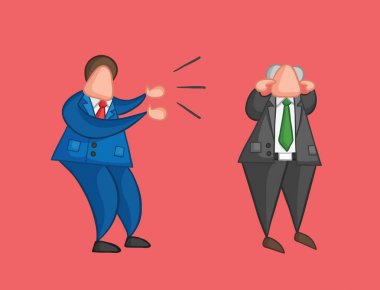 Elle çizilmiş vektör kızgın işadamı işçi patron ve b bağırıyor