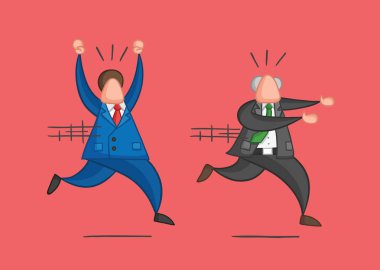 Elle çizilmiş vektör patronu öfkeli işadamı işçi kaçar