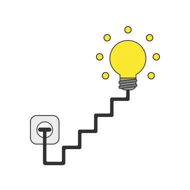 Merdiven kablosu ile ampul vektör simgesi kavramı, takılı int