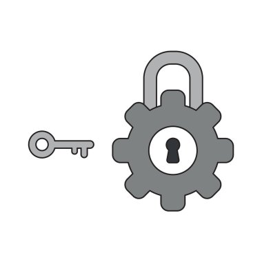 Kapalı vites asma kilit ile anahtar vektör simgesi kavramı.