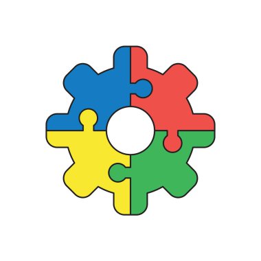 Vector icon concept of jigsaw puzzle pieces gear connected. clipart