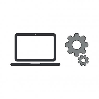 Dişliler ile dizüstü vektör simgesi kavramı.