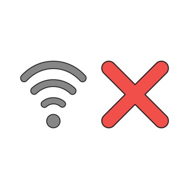 Kablosuz wifi sembolü ve x işareti vektör simgesi kavramı.