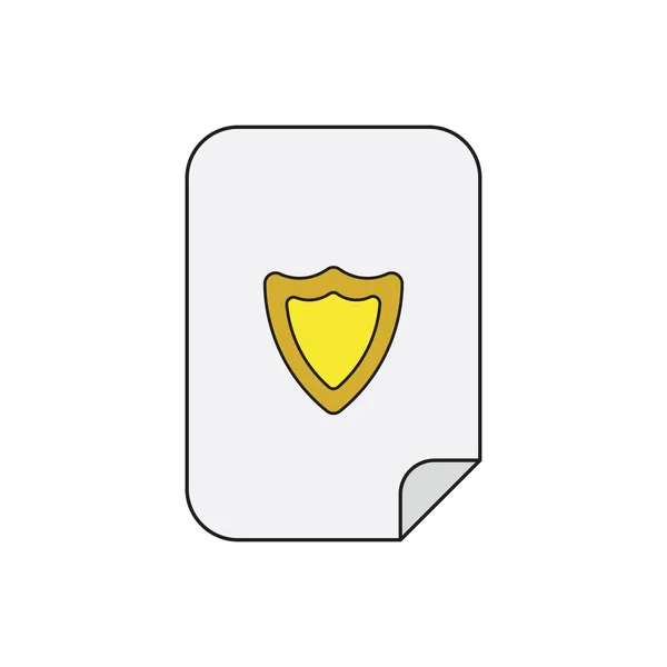 Vector icon concept of shield inside paper. — Stock Vector