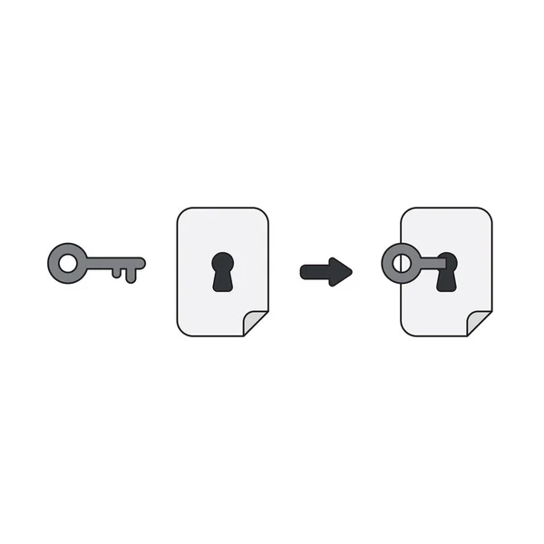 Ikona wektor koncepcja odblokowania klucza, blokada papieru z kluczem. — Wektor stockowy