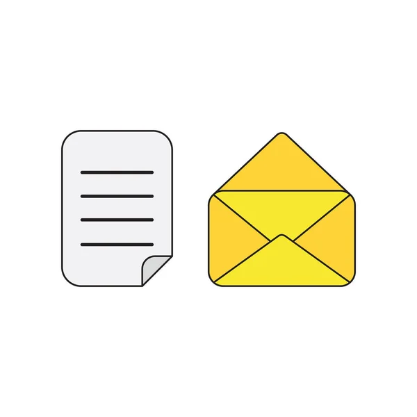Vector icoon concept van geschreven papier met geopende envelop. — Stockvector
