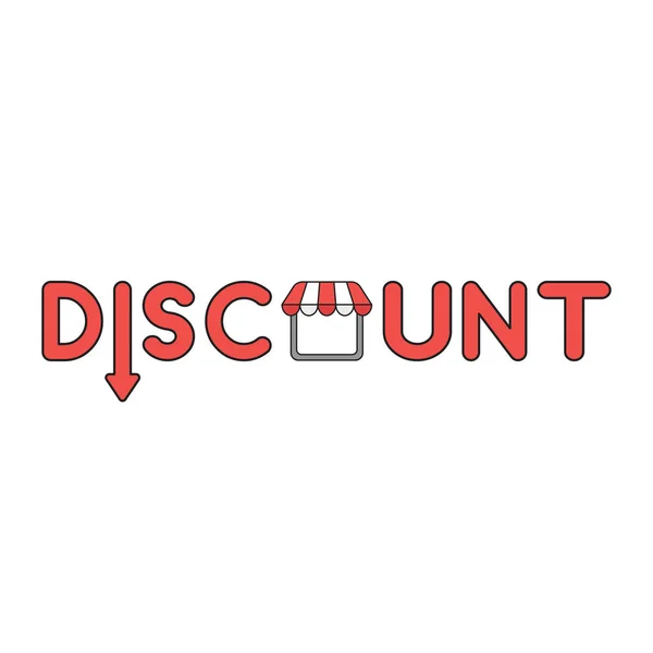 Vektor-Icon-Konzept von Discount-Wort mit Pfeil nach unten und Shop st — Stockvektor