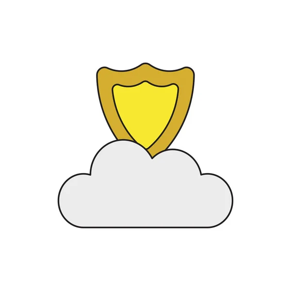 Konceptuální symbol ikony štítu na oblaku. — Stockový vektor