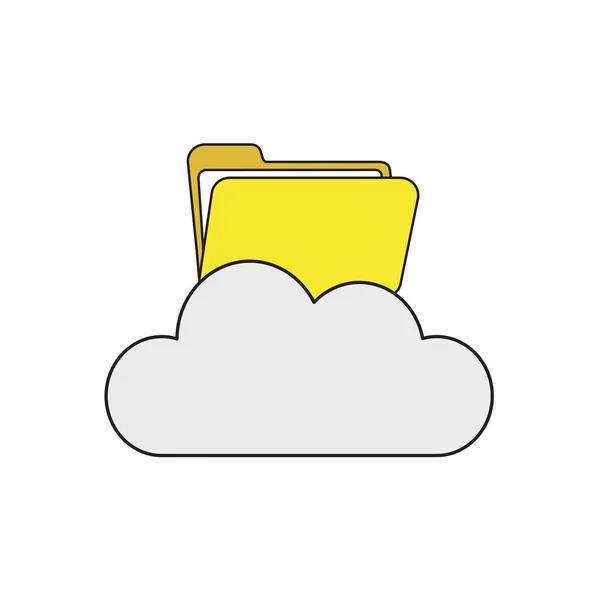 Concepto de icono vectorial de carpeta abierta en la nube . — Archivo Imágenes Vectoriales