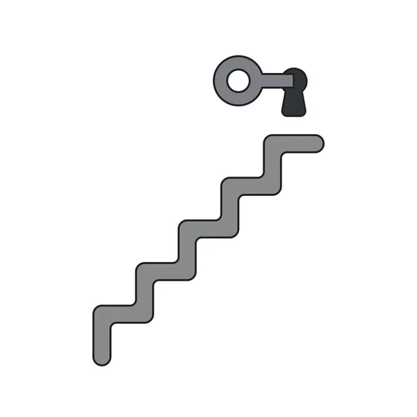 Icône vectorielle concept de clé dans trou de serrure en haut des escaliers . — Image vectorielle