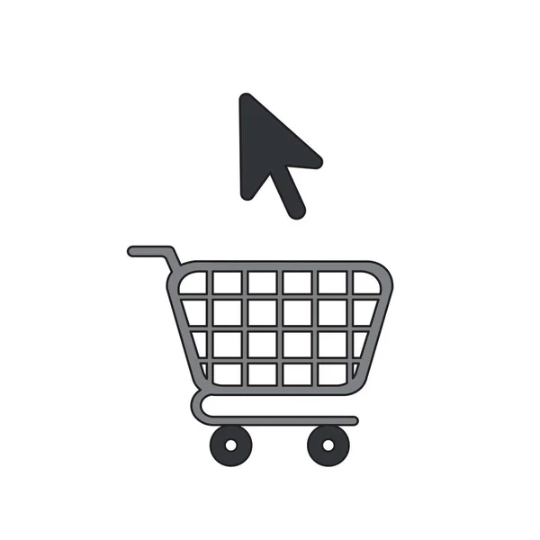 Vector icon concept of shopping cart with mouse cursor. — Stock Vector