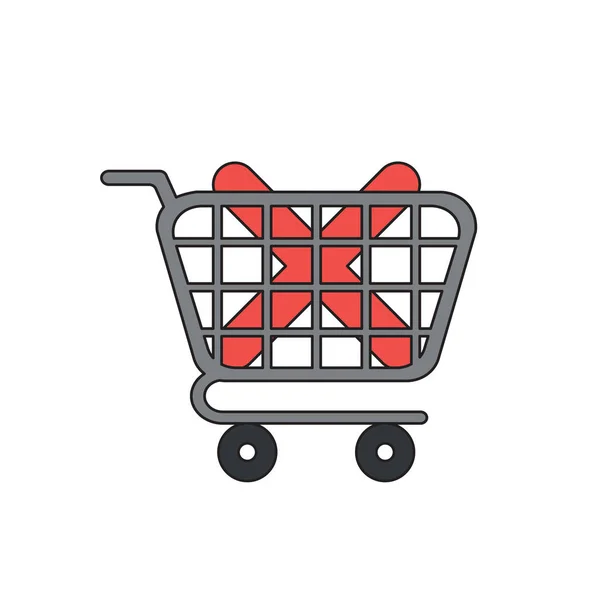 Vector icon concept of x mark inside shopping cart. — Stock Vector