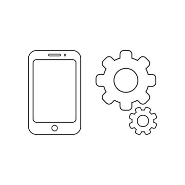 Akıllı telefon ve dişlilerin vektör simgesi konsepti.
